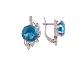 СЕРЕБРЯНЫЕ СЕРЬГИ С ФИАНИТАМИ И ШПИНЕЛЬЮ ЛОНДОН