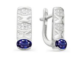 СЕРЕБРЯНЫЕ СЕРЬГИ С ФИАНИТОМ И ЮВЕЛИРНЫМ КРИСТАЛЛОМ