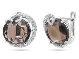 СЕРЕБРЯНЫЕ СЕРЬГИ С РАУХТОПАЗОМ И КУБИЧЕСКИМ ЦИРКОНИЕМ