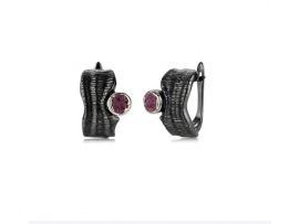 СЕРЬГИ ИЗ СЕРЕБРА С КОРУНДОМ РУБИНОВЫМ