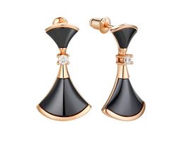 СЕРЕБРЯНЫЕ ПОЗОЛОЧЕННЫЕ СЕРЬГИ С КЕРАМИКОЙ И ФИАНИТАМИ