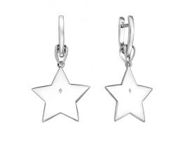 СЕРЕБРЯНЫЕ СЕРЬГИ С БРИЛЛИАНТАМИ «ЗВЕЗДОЧКИ»