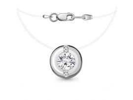 Колье серебряное на леске с фианитами SWAROVSKI