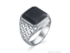 МУЖСКАЯ ПЕЧАТКА С ЧЕРНЫМ ФИАНИТОМ