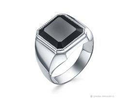 ПЕЧАТКА МУЖСКАЯ С ЧЕРНЫМ ФИАНИТОМ