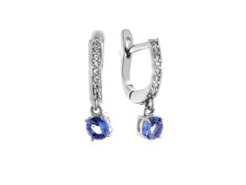 СЕРЕБРЯНЫЕ СЕРЬГИ С ТАНЗИНИТОМ И ФИАНИТОМ