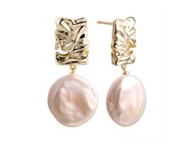 СЕРЬГИ СЕРЕБРЯНЫЕ С БАЧЁРНЫМ ЖЕМЧУГОМ