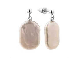 СЕРЬГИ ИЗ СЕРЕБРА С БАЧЁРНЫМ ЖЕМЧУГОМ