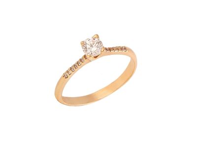 КОЛЬЦО С БЕЛЫМИ ФИАНИТАМИ, ЗОЛОТО 585