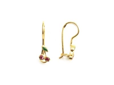 Детские золотые серьги «Вишенки» с фианитами