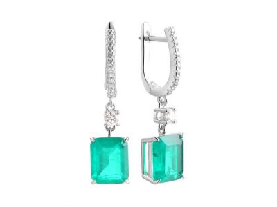 СЕРЬГИ СЕРБРЯННЫЕ С СИТАЛЛОМ И ФИАНИТАМИ