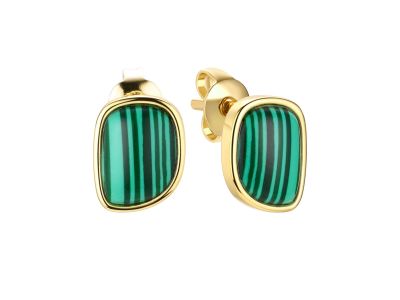 СЕРЬГИ СЕРЕБРЯНЫЕ ПУСЕТЫ С МАЛАХИТОМ